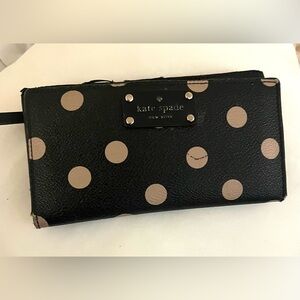 kate spade Black Wallet with Beige Polka Dots